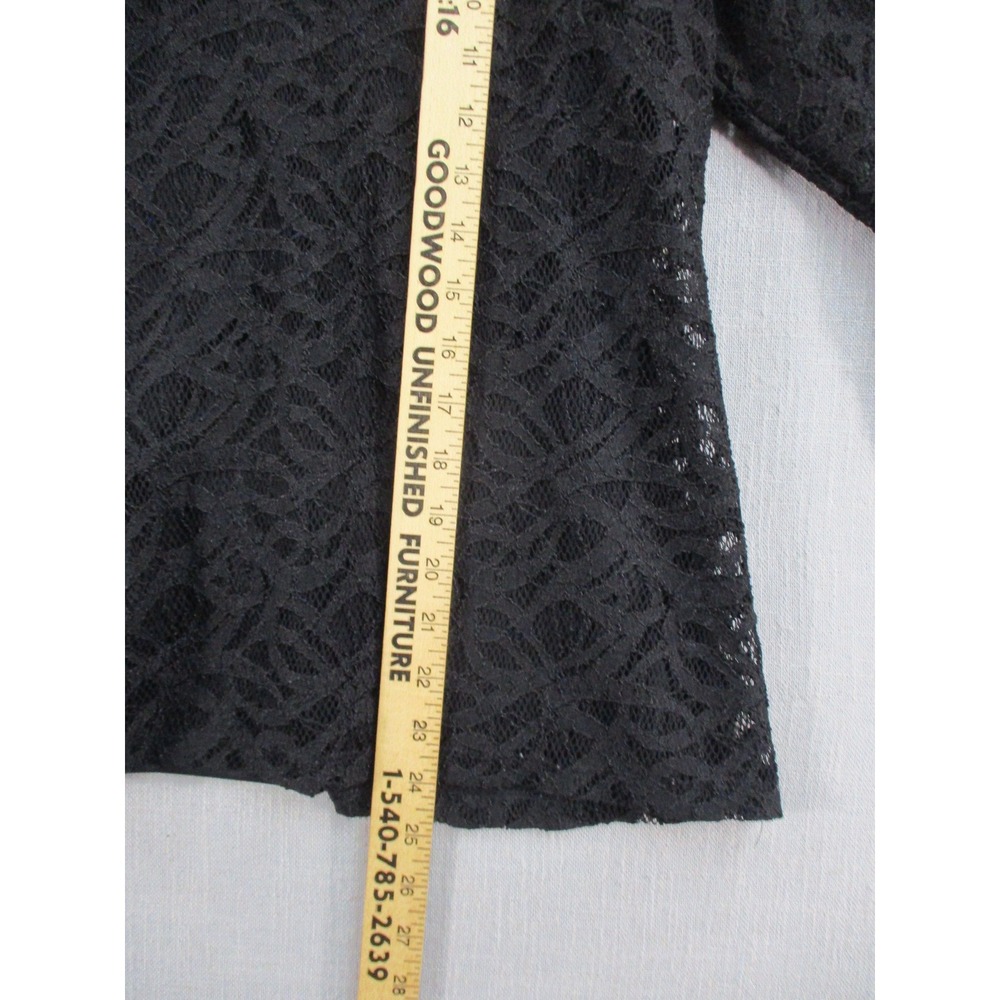 Calvin Klein Womens Black Lace Bell Sleeve Top Blouse M7DHP852 Size Medium - Picture 6 of 10